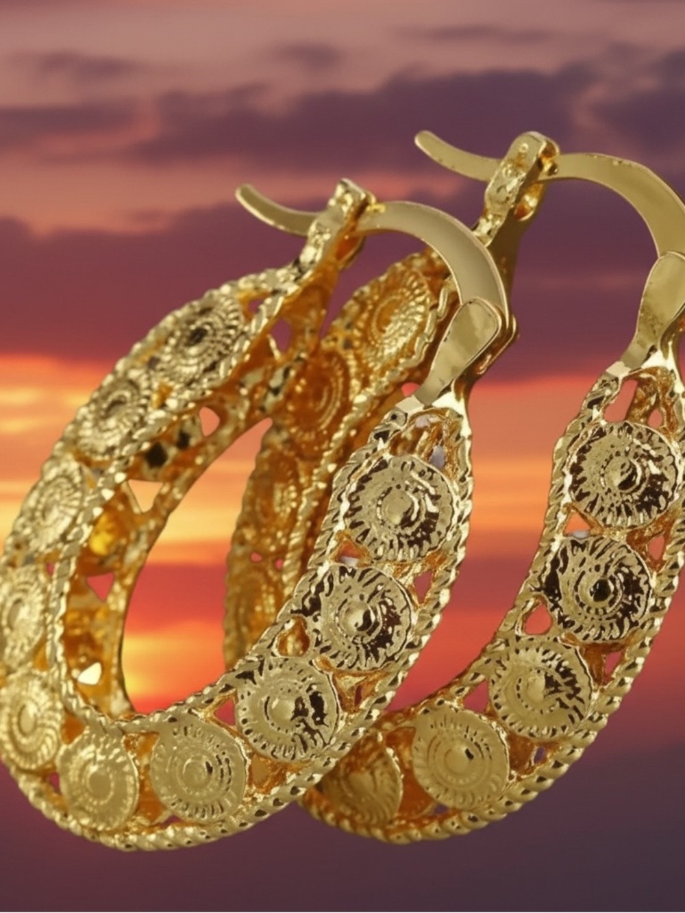 Gold Hoop Geometric Earrings